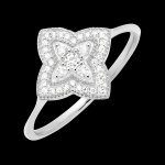 Bague fleur de diamant - or blanc 9 carats et diamants