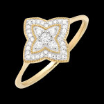 Bague fleur de diamant - or blanc et or jaune 9 carats et diamants