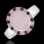 Bague fleur d'eden rose - argent et pierres fines
