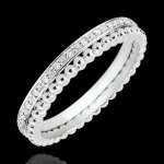 Bague fleur de sel - double rang - diamants - or blanc 9 carats Bague fleur de sel - double rang - diamants - or blanc 9 carats