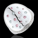 Bague forme mystrieuse - argent, diamants et pierres fines