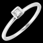Bague fraîcheur - carré - or blanc 9 carats et diamant Bague fraîcheur - carré - or blanc 9 carats et diamant