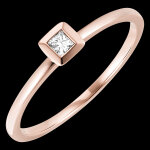 Bague fraîcheur - carré - or rose 9 carats et diamant Bague fraîcheur - carré - or rose 9 carats et diamant