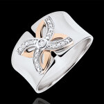 Bague fraicheur - lys d'et - or blanc et or rose 18 carats