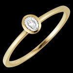 Bague fracheur - oval - or jaune 9 carats et diamant