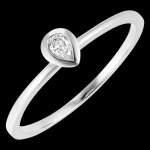Bague fra�cheur - poire - or blanc 9 carats et diamant