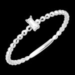 Bague fracheur - solitaire bulle emeraude - or blanc 18 carats et diam