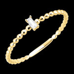 Bague fracheur - solitaire bulle emeraude - or jaune 18 carats et diam