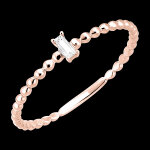 Bague fracheur - solitaire bulle emeraude - or rose 18 carats et diama