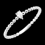 Bague fracheur - solitaire bulle poire - or blanc 18 carats et diamant