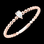 Bague fracheur - solitaire bulle poire - or rose 18 carats et diamant