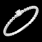 Bague fracheur - solitaire bulle rond - or blanc 18 carats et diamant