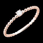 Bague fracheur - solitaire bulle rond - or rose 18 carats et diamant