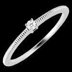 Bague fracheur - solitaire travaill - or blanc 18 carats et diamant