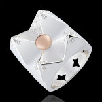 Bague gen�se - montagne de cristal - or blanc et or rose 18 carats