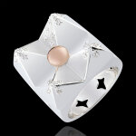 Bague gen�se - montagne de cristal - or blanc et or rose 9 carats
