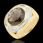 Bague horus quartz fum - argent, diamants et pierres fines