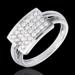Bague insigne pave - or blanc 18 carats - 0. 36 carats - 28 diamants