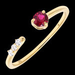 Bague intervalle – or jaune 9 carats avec diamants synthétiques et ru Bague intervalle – or jaune 9 carats avec diamants synthétiques et ru