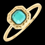 Bague irne  or jaune 9 carats, meraude synthtique