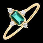 Bague iselda  or jaune 9 carats, meraude et diamants synthtiques