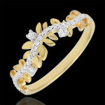 Bague jardin enchanté - feuillage royal - diamant et or jaune 9 carats Bague jardin enchanté - feuillage royal - diamant et or jaune 9 carats