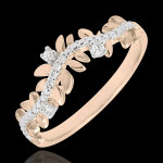 Bague jardin enchanté - feuillage royal - diamant et or rose 9 carats Bague jardin enchanté - feuillage royal - diamant et or rose 9 carats