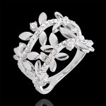 Bague jardin enchant - feuillage royal double - diamants et or blanc 1