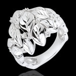 Bague jardin enchant� - ros�e pr�cieuse - or blanc 18 carats