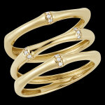 Bague jungle sacre 3 rangs multi diamants - or jaune 9 carats