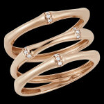 Bague jungle sacre 3 rangs multi diamants - or rose 18 carats