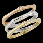 Bague jungle sacre 3 rangs multi diamants - trois ors 18 carats