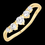 Bague meline  or jaune 9 carats, diamants synthtiques