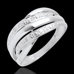 Bague naja or blanc 18 carats pav�e diamants - 4 diamants