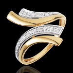 Bague nefertiti - 5 diamants - or blanc et or jaune 18 carats