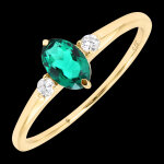 Bague nerea  or jaune 9 carats, meraude et diamants synthtiques