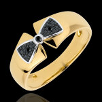 Bague noeud amlia or jaune 18 carats et diamants noirs