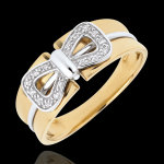 Bague noeud corset - or blanc et or jaune 9 carats Bague noeud corset - or blanc et or jaune 9 carats
