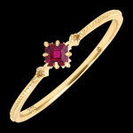 Bague nore  or jaune 9 carats, rubis synthtique