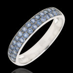 Bague oiseau de paradis - deux rangs - or blanc 9 carats et saphir bleu