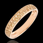 Bague oiseau de paradis - deux rangs - or rose 9 carats et citrine jaune Bague oiseau de paradis - deux rangs - or rose 9 carats et citrine jaune