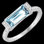 Bague oiseau de paradis - enchantée - or blanc 18 carats, topaze et dia Bague oiseau de paradis - enchantée - or blanc 18 carats, topaze et dia