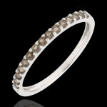 Bague oiseau de paradis - un rang - or blanc 9 carats et quartz fum