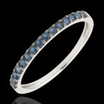 Bague oiseau de paradis - un rang - or blanc 9 carats et saphir bleu