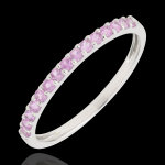 Bague oiseau de paradis - un rang - or blanc 9 carats et saphir rose