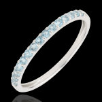 Bague oiseau de paradis - un rang - or blanc 9 carats et topaze bleue Bague oiseau de paradis - un rang - or blanc 9 carats et topaze bleue