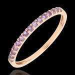 Bague oiseau de paradis - un rang - or rose 9 carats et amthyste