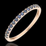 Bague oiseau de paradis - un rang - or rose 9 carats et saphir bleu