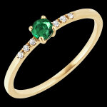 Bague oiseau de paradis - solitaire meraude - or jaune 18 carats