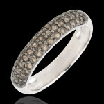 Bague oiseau de paradis - trois rangs - or blanc 9 carats et quartz fum